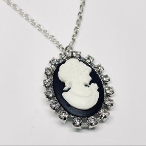 Rhinestone Cameo Necklace Goth New